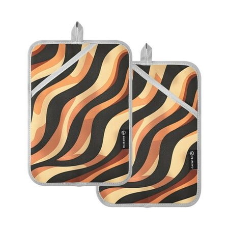 

Pot Holders Set of 2 Heat Resistant 338℉ Kitchen Oven Gloves Potholder Cooking Baking Microwave Mitts Abstract Wavy Line