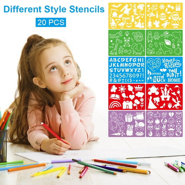Stencils for Kids, 32 pcs Plastic Drawing Stencils Kits Animals Shape  Stencils for Kids Boys Grils Crafts School Art Projects