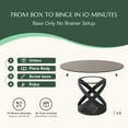 thumbnail image 6 of POVISON-59"Modern Round Glass Dining Table for 6, Gray Tempered Glass Circle Dining Room Table for Kitchen, Glass Kitchen Table, Black X Carbon Steel Base, 6 of 7