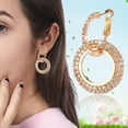 thumbnail image 4 of CNKOO Fashion Rhinestone Double Circle Hoop Earrings for Women Geometric 8 Infinity  Rings Drop Earrings Party Jewelry Charm, 4 of 5