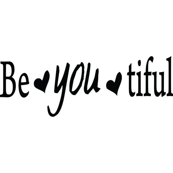 Black 22" x8" Picniva Be You Tiful Sayings Words Art Decor Lettering Vinyl Wall Art Inspirational Uplifting
