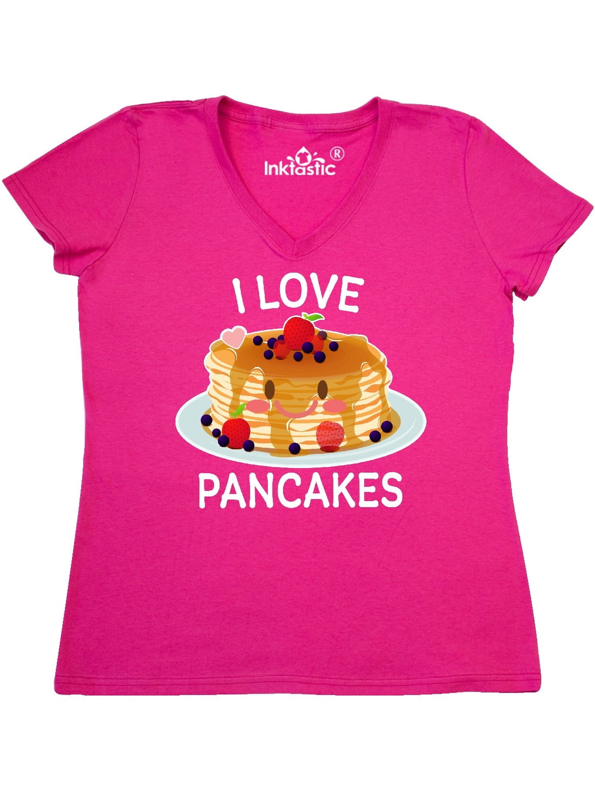 INKtastic I Love Pancakes with Cute Stack of Pancakes Women's VNeck
