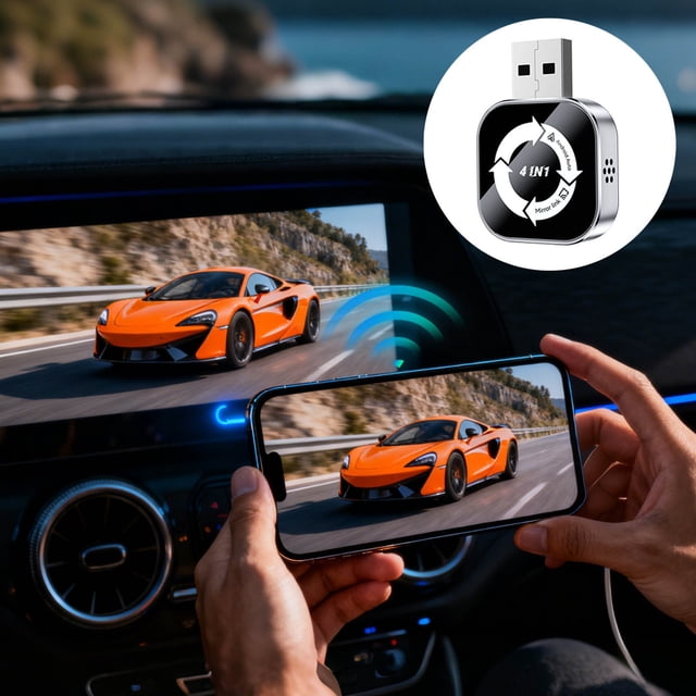 Creatine 4 In 1 Wireless CarPlay Android Auto Adapter USB C For Seamless Smartphone Integration And Enhanced In Entertainment