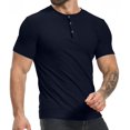 thumbnail image 3 of HAOMEILI Men's Muscle T Shirts Stretch Short Sleeve Workout Tee Casual Slim Fit Henley Shirt, 3 of 7