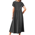 thumbnail image 5 of Laqbezok Women's Cotton Linen Blend Midi Dress, Short Sleeve Empire Waist Casual Sundress, A-Line Flowy Summer Gown with Pockets, 5 of 5