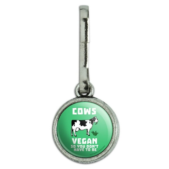 Cows Vegan So You Don't Have to Be Funny Humor Antiqued Charm Clothes Purse Suitcase Backpack Zipper Pull Aid