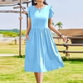 thumbnail image 3 of WILLBEST Vestidos Casuales Para Mujer 1 Vestido Casual Con Bolsillo Y Manga Con Volantes De Color Sólido Para Mujer, 3 of 3
