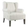 thumbnail image 1 of HomePop Emerson Wood & Fabric Stripe Pattern Accent Chair w/ Rolled Arm in Gray, 1 of 10
