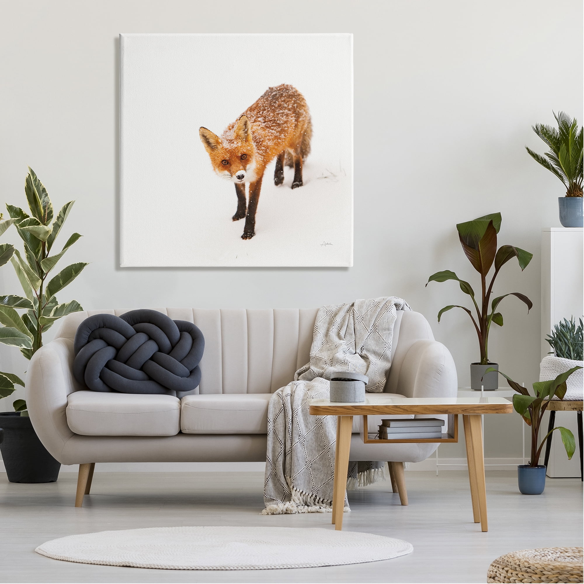 Stupell Industries Fox Stepping Snowy Landscape Animals & Insects Photography Gallery Wrapped Canvas Print Wall Art, 36 x 36