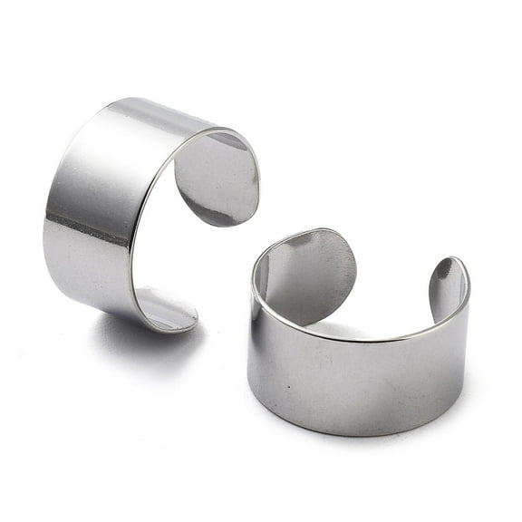 100pcs Non-Tarnish 304 Stainless Steel Cuff Rings Open Finger Rings Wide Band Rings Stainless Steel color 10mm Inner Diameter: 18mm