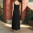 thumbnail image 5 of Htigea Summer Maxi Dress for Women Sleeveless Square Neck Tank Dress Elegant Pleated Flowy Holiday Party Dresses Black,L, 5 of 7