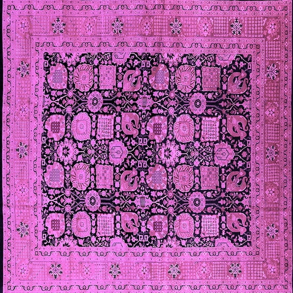 Ahgly Company Indoor Square Oriental Purple Industrial Area Rugs, 7' Square