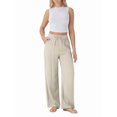 thumbnail image 2 of Women'S High Waist Drawstring Wide Leg Linen Blend Casual Pants with Pockets Color L, 2 of 8