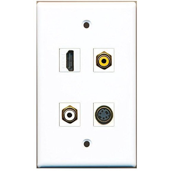 RiteAV - 1 Port HDMI 1 Port RCA White 1 Port RCA Yellow 1 Port S-Video Wall Plate