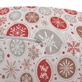 thumbnail image 2 of Christmas Pouf Cover with Zipper, Ornate Snowflakes Pattern in Circles Dots Winter Themed Old Fashioned Print, Soft Decorative Fabric Unstuffed Case, 30" W X 17.3" L, Ruby Pale Grey, by Ambesonne, 2 of 3