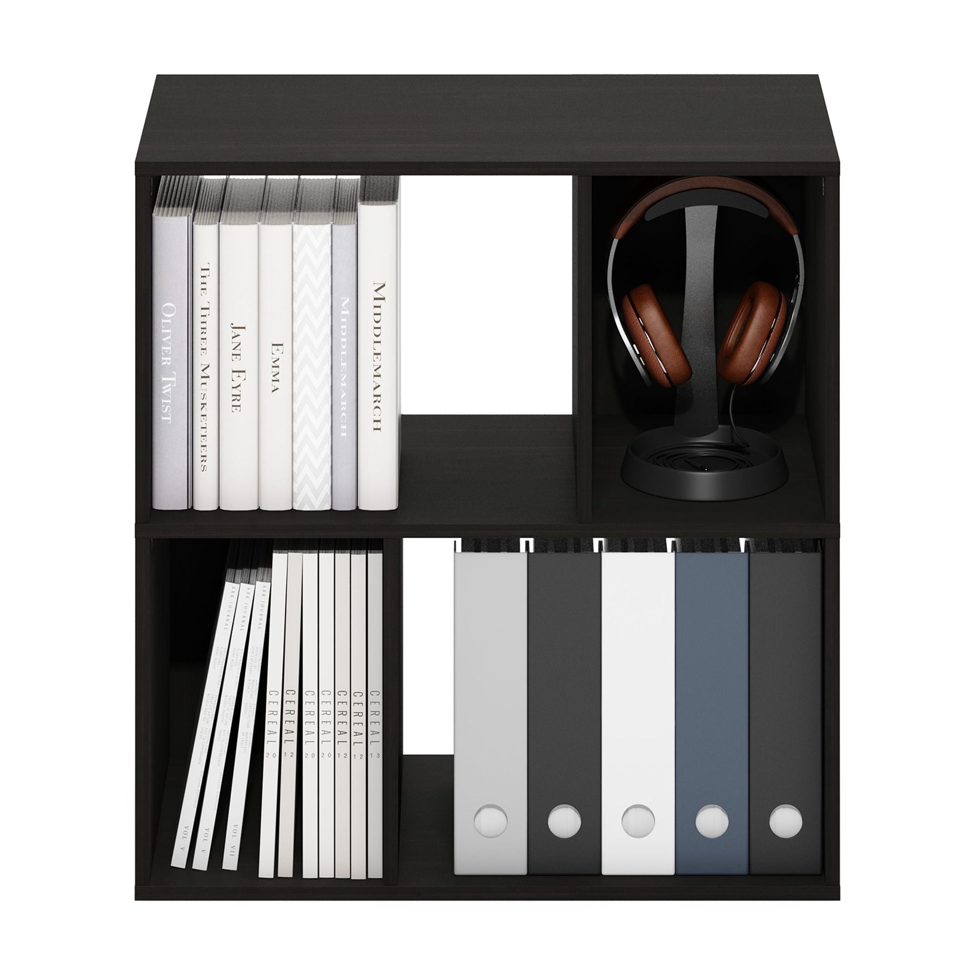 Furinno Daly 4-Cube Irregular Cubes Bookcase, Bookshelf, Storage Organizer, Espresso