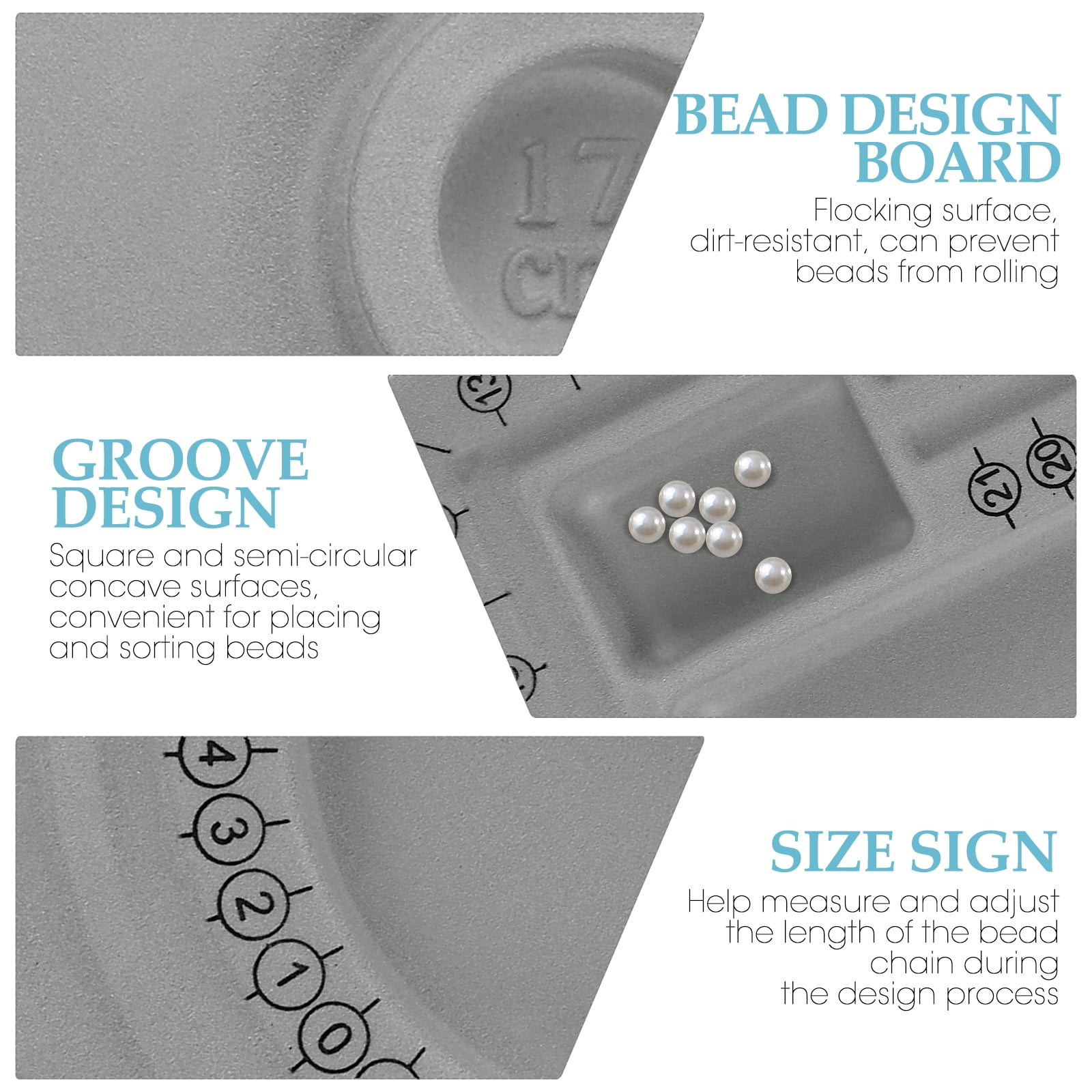 1pc Jewelry Beads Plate Gray Flocked Bead Board for Diy Bracelet Necklace  Beading Jewelry Making Organizer Tray Design Craft Measuring Tool  Accessories