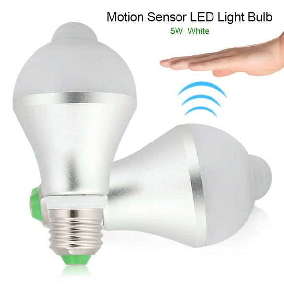 E27 5W Motion Sensor Light Bulbs, PIR Infrared Auto Motion Sensor LED Light Bulb Security Light For Outdoor Indoor Garage Basement Hallway Closet