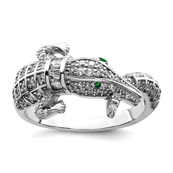 925 Sterling Silver Rhodium Plated Polished Cubic Zirconia Alligator Ring Size 6 2.6mm Wide <mm Thick Ring for Women