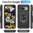 thumbnail image 2 of KOMI pour Google Pixel 8, Étui avec Protecteur d'Écran, Béquille Anneau Réglable à 360° Intégrée, Protection Militaire, Armure Antichoc - Noir, 2 of 5