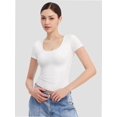 thumbnail image 5 of Womens Basic Scoop Neck Short Sleeve T Shirt Slim Fit Tee Summer Going Out Crop Tops Tight Sexy Shirts, 5 of 6