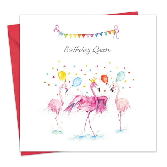 Twizler Birthday Card Flamingo Birthday Queen - Happy Birthday Card for Women - Birthday Card for Her - Card for Wife or Girlfriend or Partner