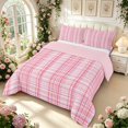 thumbnail image 2 of Manfei Geometric Check Full Size Comforter Sets,Classic Plaid Theme Bedding Comforter Set,Pink,Pink Reversible,3pcs,1 Comforter and 2 Pillowcases,3pcs,1 Comforter and 2 Pillowcases, 2 of 7