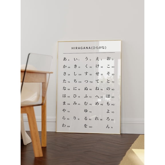 Hiragana Chart Art Print, Japanese Alphabet Learning Home Decor #1386, Unframed Poster Size 8x12