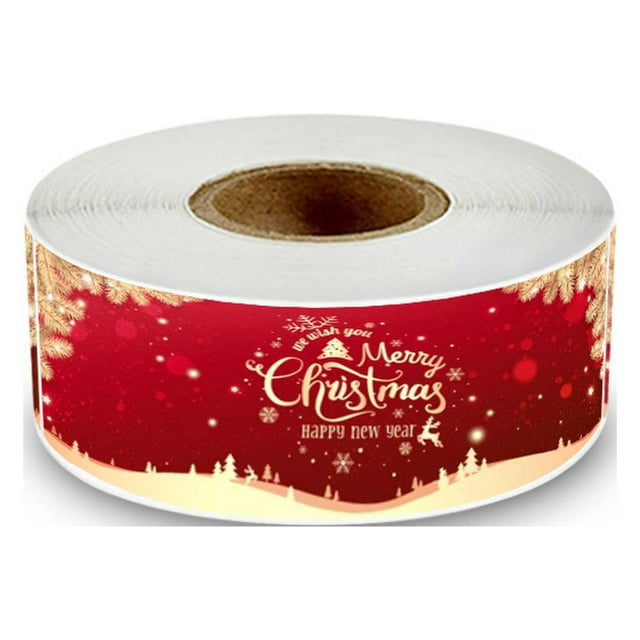 Visland 120Pcs Christmas Labels Self-adhesive Decorative Multi-patterns Classic Element Packaging Stickers for Christmas