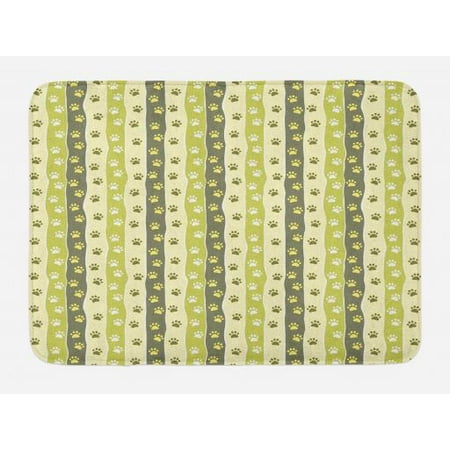 Bathroom With Walk In Closet Designs Dog Bath Mat, Vertical Pattern with Paw Design Foot Print Canine Symbol Walking, Non-Slip Plush Mat Bathroom Kitchen Laundry Room Decor, 29.5 X 17.5 Inches, Yellow Green Pale Yellow Taupe, Ambesonne ()