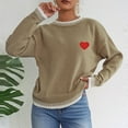 thumbnail image 4 of Rutainlusire Womens Trendy Loose Comfy Crew Neck Sweaters Women's Casual Heart Printing Round Neck Fashion Long Sleeved Pullover Sweater Top, 4 of 6