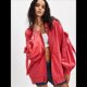 thumbnail image 4 of Sudadera con Capucha Informal de Larga con Cremallera y Bolsillos para Mujer, Talla Grande Rojo L, 4 of 7