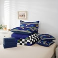 thumbnail image 6 of Homewish Adults Female Men Yellow Green Sport Car Bedding Comforter Set 7pcs,Geometric Plaid Grid Queen Bedding Sets Super Cozy,Fast Car Theme Queen Sheet Sets,Ultra Soft Home Decor,Reversible, 6 of 8