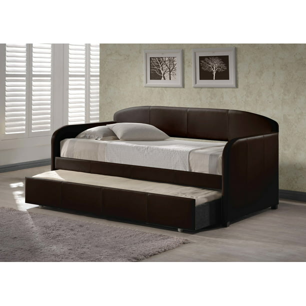 Faux Leather Upholstered Twin Daybed, Faux Leather Trundle Daybed