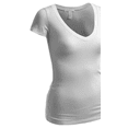 thumbnail image 4 of Essential Basic Women's Plain Short Sleeve T-Shirt V-Neck Top Junior & Plus Sizes, 4 of 4
