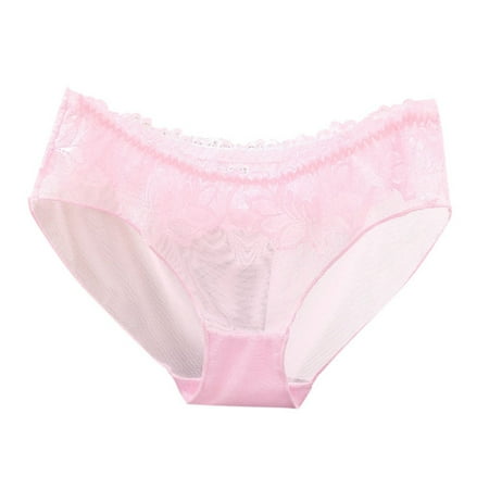 Icvfdpl Women S Underwear Transparent Lace Low Waisted Seamless Spicy Transparent Mesh Cotton Triangle Leisure Relaxed Fit Panties For Women Pink L
