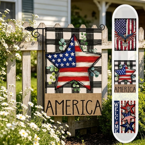 Boovnll 4th of July Garden Flag 12x18" Red White Blue Double Sided Memorial Day Garden Flag for Outdoor Yard Independence Day Decor, 4th of July Decorations