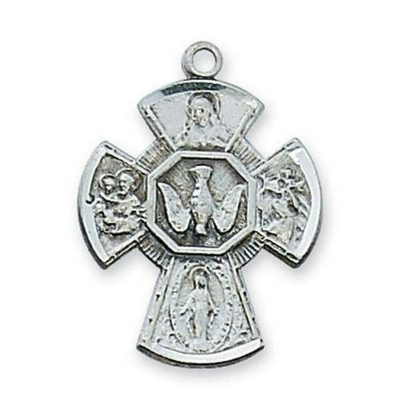 McVan LMG5S 0.91 x 0.69 x 0.7 in. Sterling Silver 4-way Pendant for Brass Chain