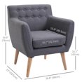 thumbnail image 3 of HOMCOM Modern Accent Chair, Linen Upholstery Armchair, Tufted Club Chair, 3 of 10
