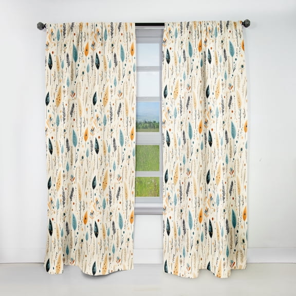Designart "Vintage Bohemian Minimalism" Boho Blackout Curtain Panels