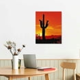 thumbnail image 3 of PIKWEEK   Canvas Print Wall Art Cactus Desert Mountain Range Nature Wilderness Illustrations Modern Art Decorative Rustic Relax/Calm for Living Room, Bedroom, Office 12*16in/16*20in 16x20 in, 3 of 5