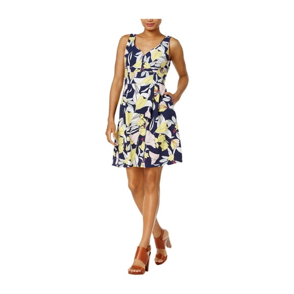 maison Jules Womens Printed Fit & Flare Dress