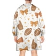 thumbnail image 2 of Football and Cheer Goods Pattern Wearable Oversized Blanket,Wearable Blanket Hoodie for Adults,Cozy Hooded Blankets with Super Pockets,Super Warm Fuzzy Pullover for Women & Men, 2 of 6