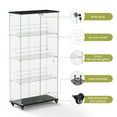 thumbnail image 6 of Modern Double Door Glass Cabinet with Lock and Wheels, Model Display Cabinet with 6 Acrylic Dividers, Tempered Glass, Quick-Mount 4-Shelf Antique Cabinet, Black, 6 of 9