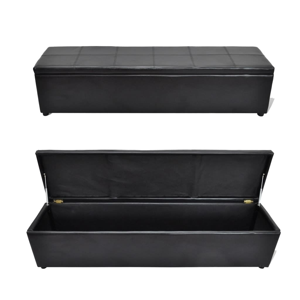 Kepooman Modern Folding Faux Leather Storage Ottoman Bench for Home Office, Black Kepooman Modern Folding Faux Leather Storage Ottoman Bench for Home Office, Black