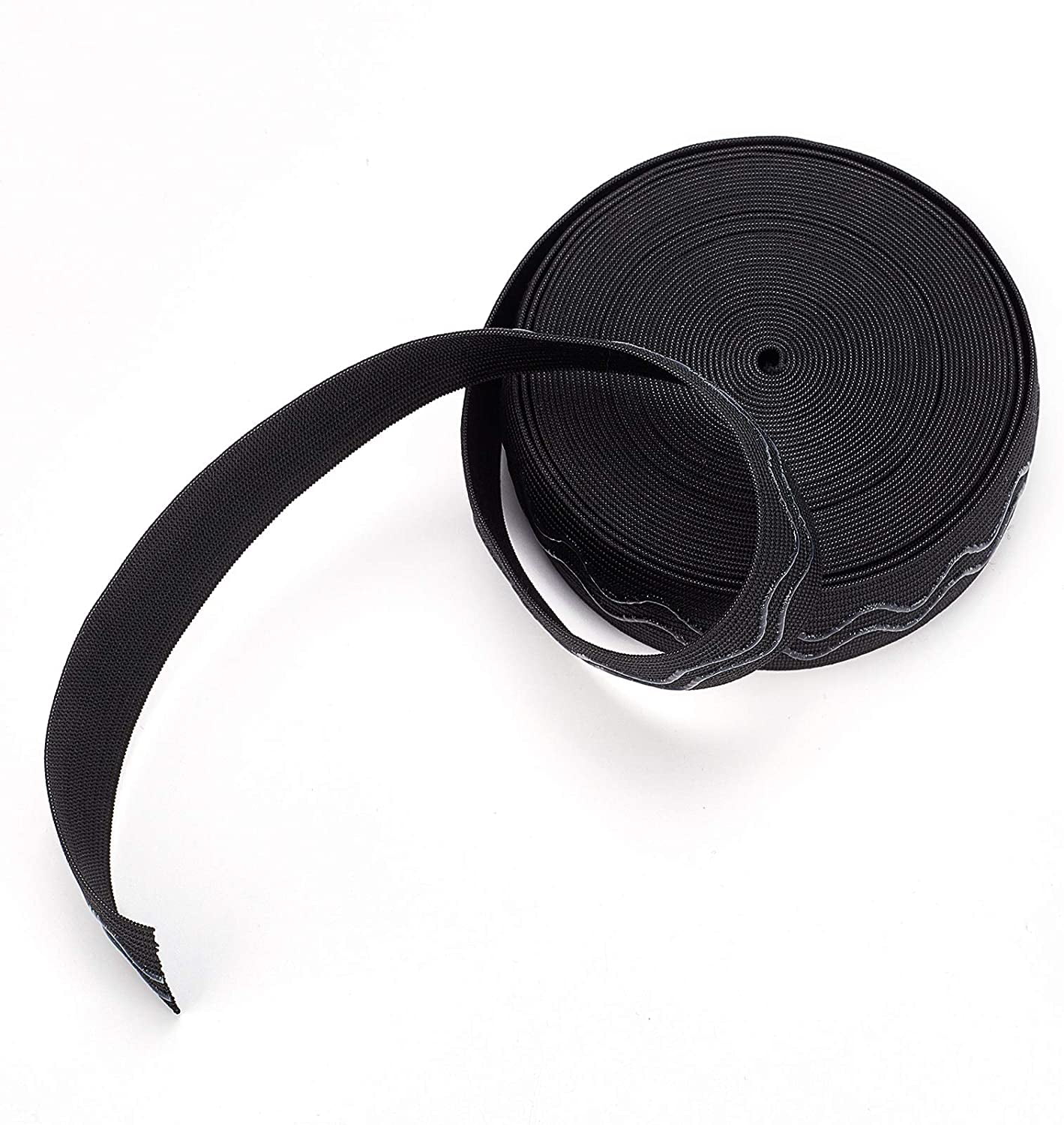  GORGECRAFT 10 Yards Black Non-Slip Silicone Elastic Gripper  Band 0.8 Inch 20mm Wave Gripper Tape Webbing Stretchy Strap Spool Wavy Band  Roll Ribbon Flat Waistband for Clothing Garment Shorts Project 