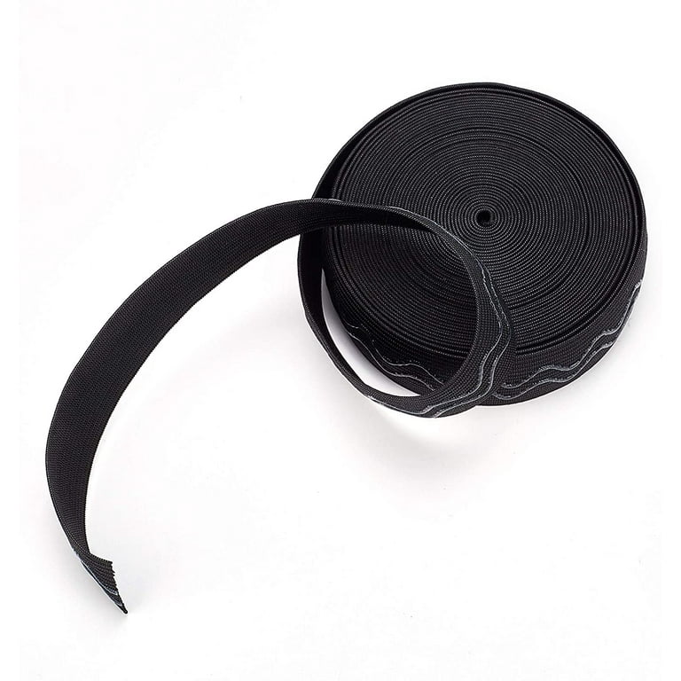 1ROLL 10 Yards 1 inch 25mm Wide Non-Slip Silicone Elastic Gripper Band for Garment Sewing Project Black