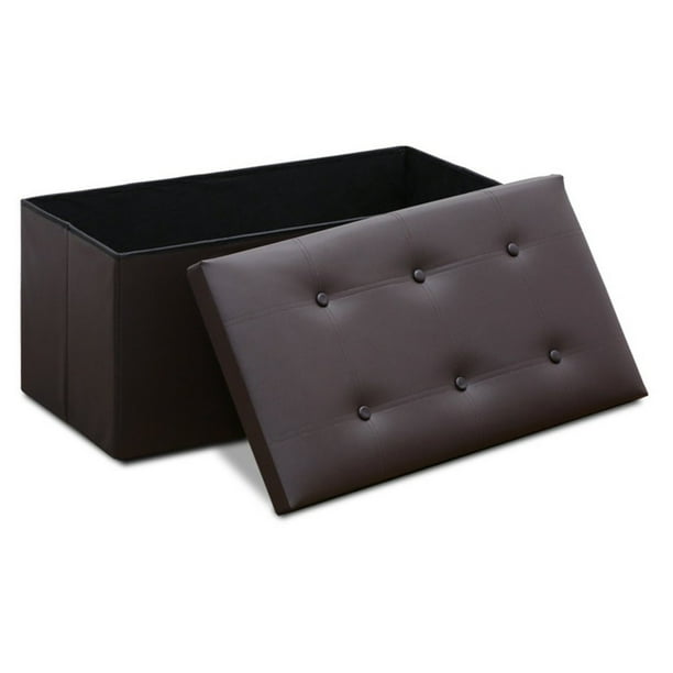 Furinno FHSOO20 Modern Foldable Faux Leather Storage Bench ...