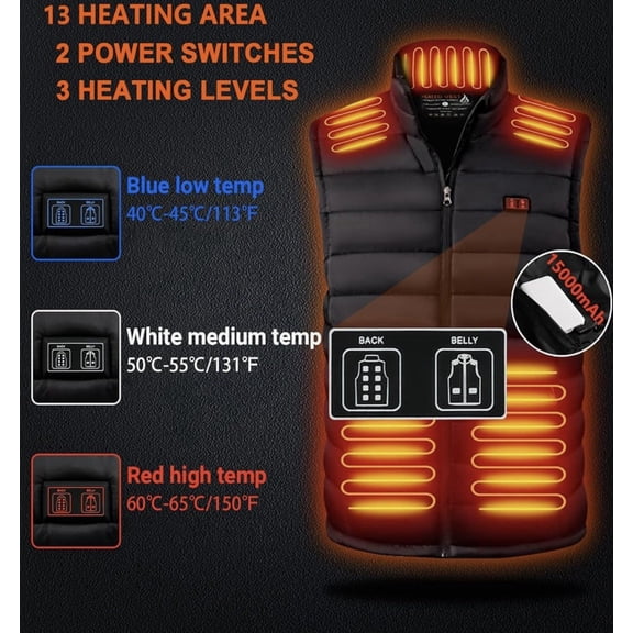 Heated Hunting Vest with Battery Pack, Smart Electric Heating Vest Size XL