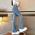 thumbnail image 5 of UQJfacai Girls Flare Jeans Teen Bell Bottom Denim Pants Kids Flared Cute Bootcut High Elastic Waist Trousers with Pockets 5-15 Years, 5 of 5